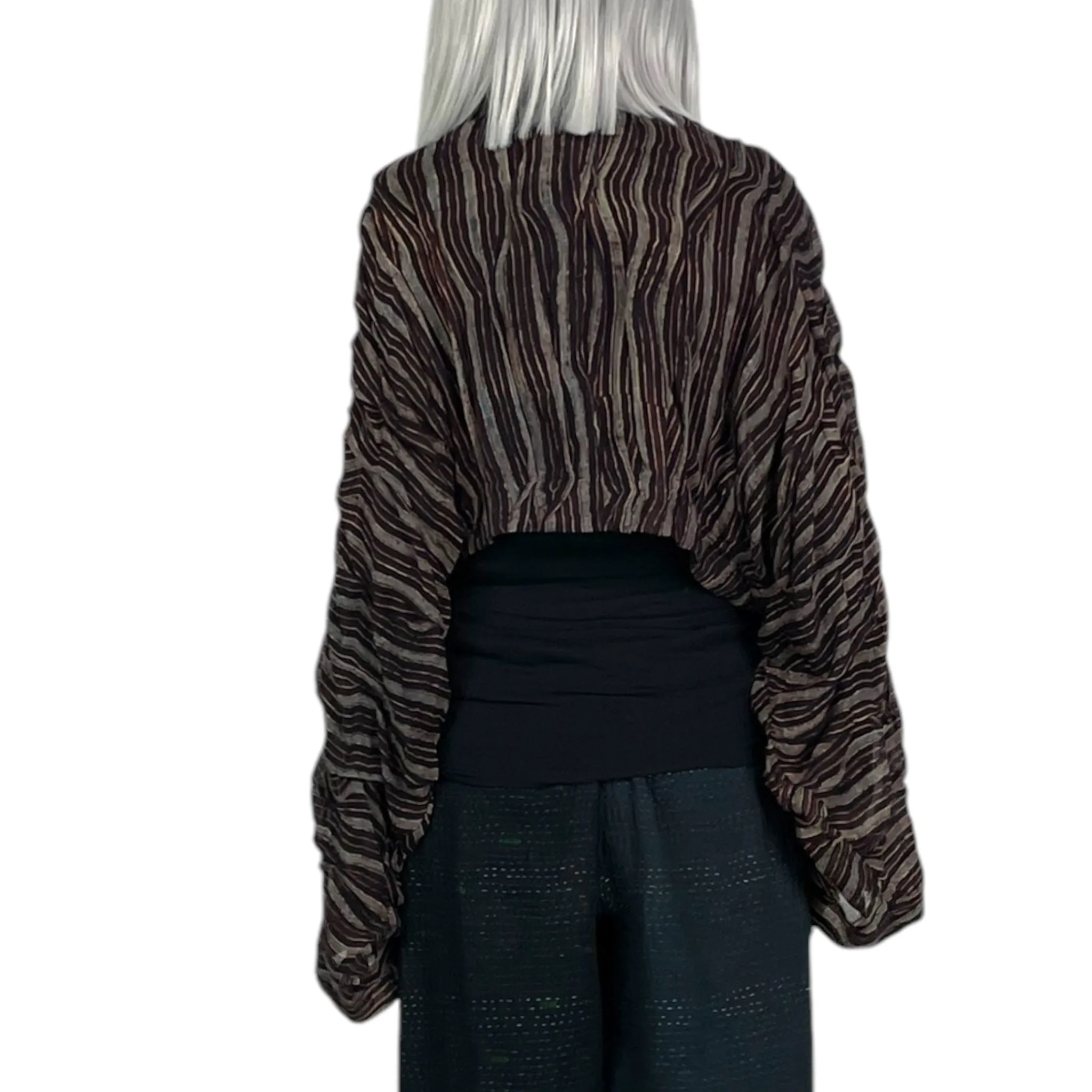 AJRAKH STRIPE WAVY TUCK SLEEVE JACKET