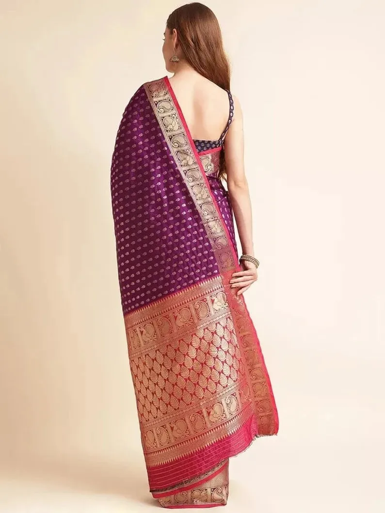 Banarasi Silk Saree With Blouse For Women's