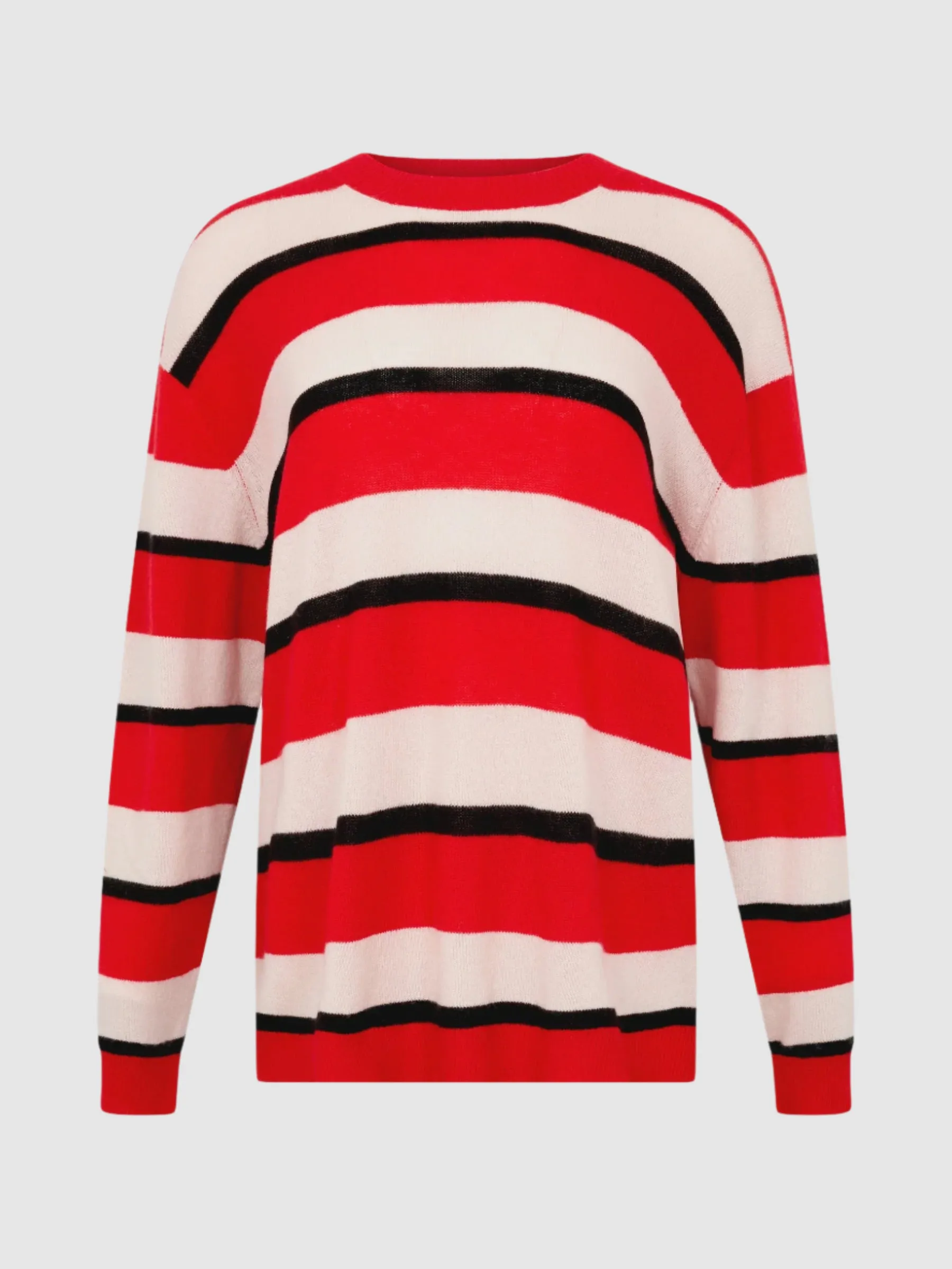 Bassike Universal Wool Cashmere Knit in Black and Red Stripe