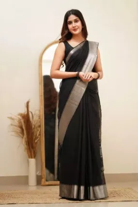 Black Faux Georgette Fancy Traditional Look Saree with Blouse