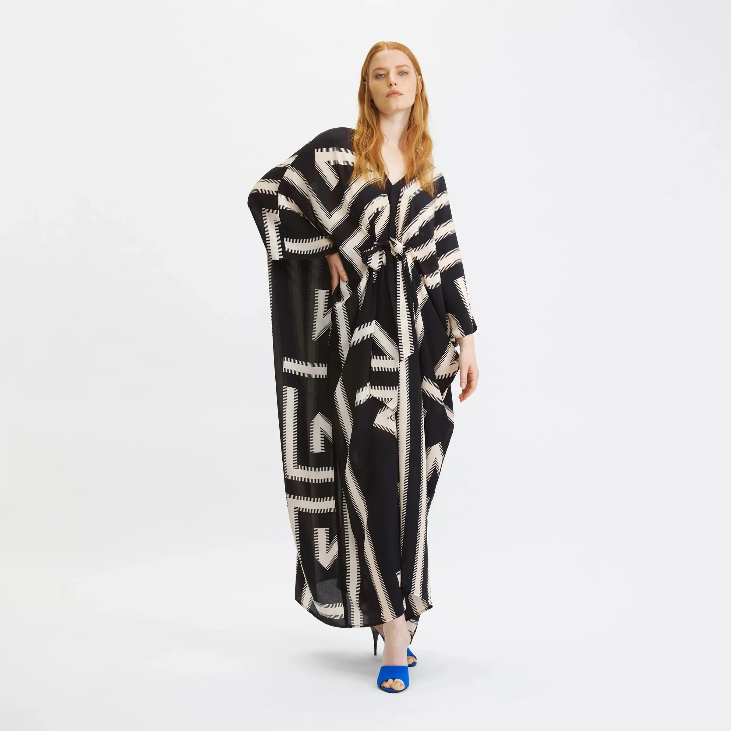 Black French Moss Kaftan For Women's, Casual Wear Caftan