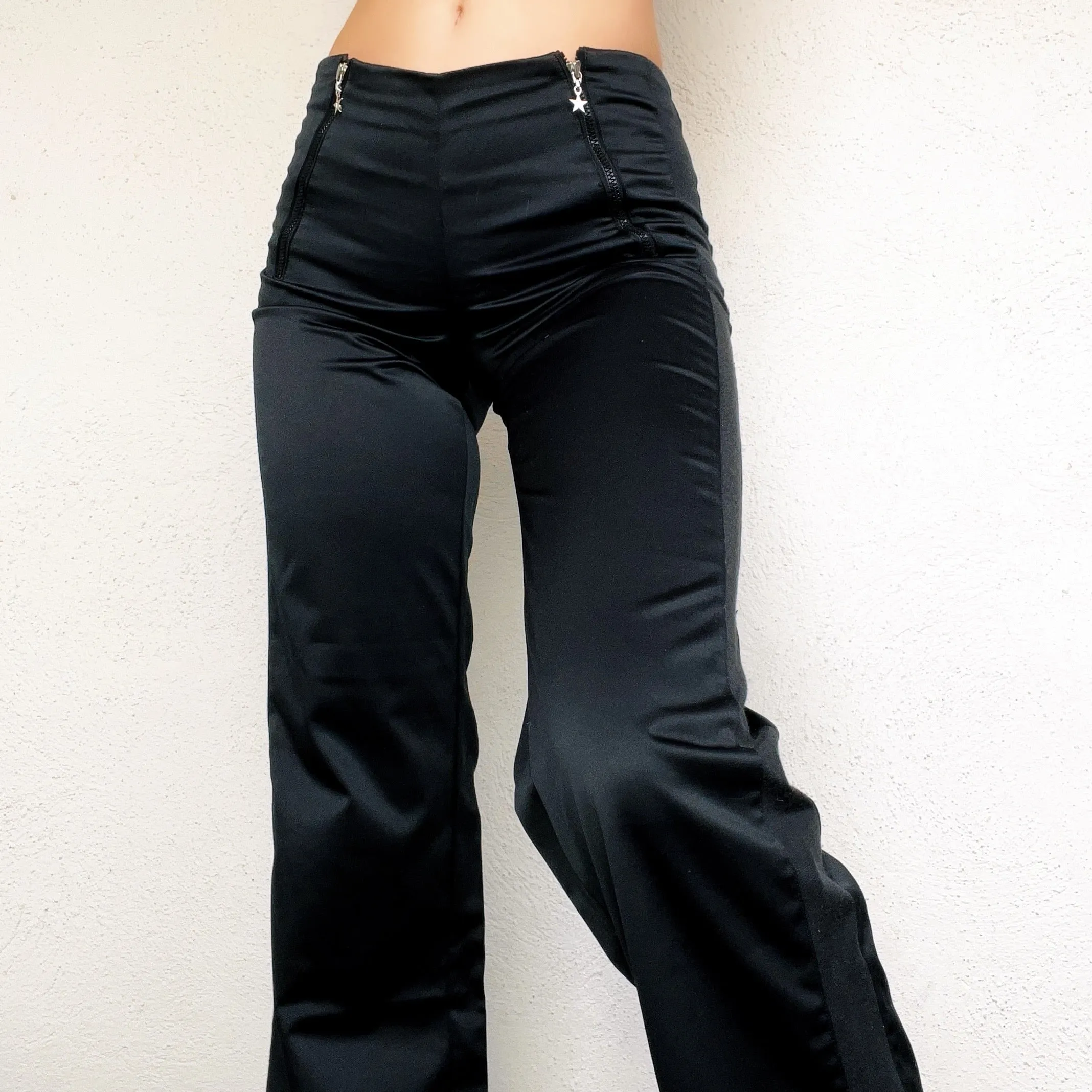 Black Satin Tommy Flare Pants