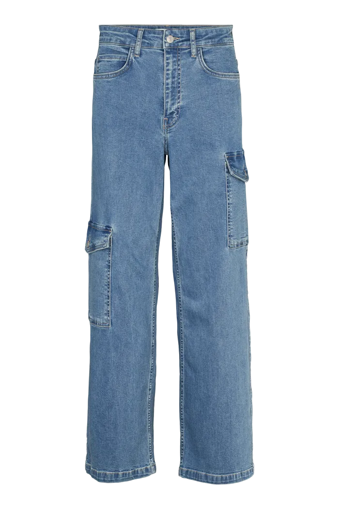 Enya Classic Denim Blue Cargo Pants for Casual Wear