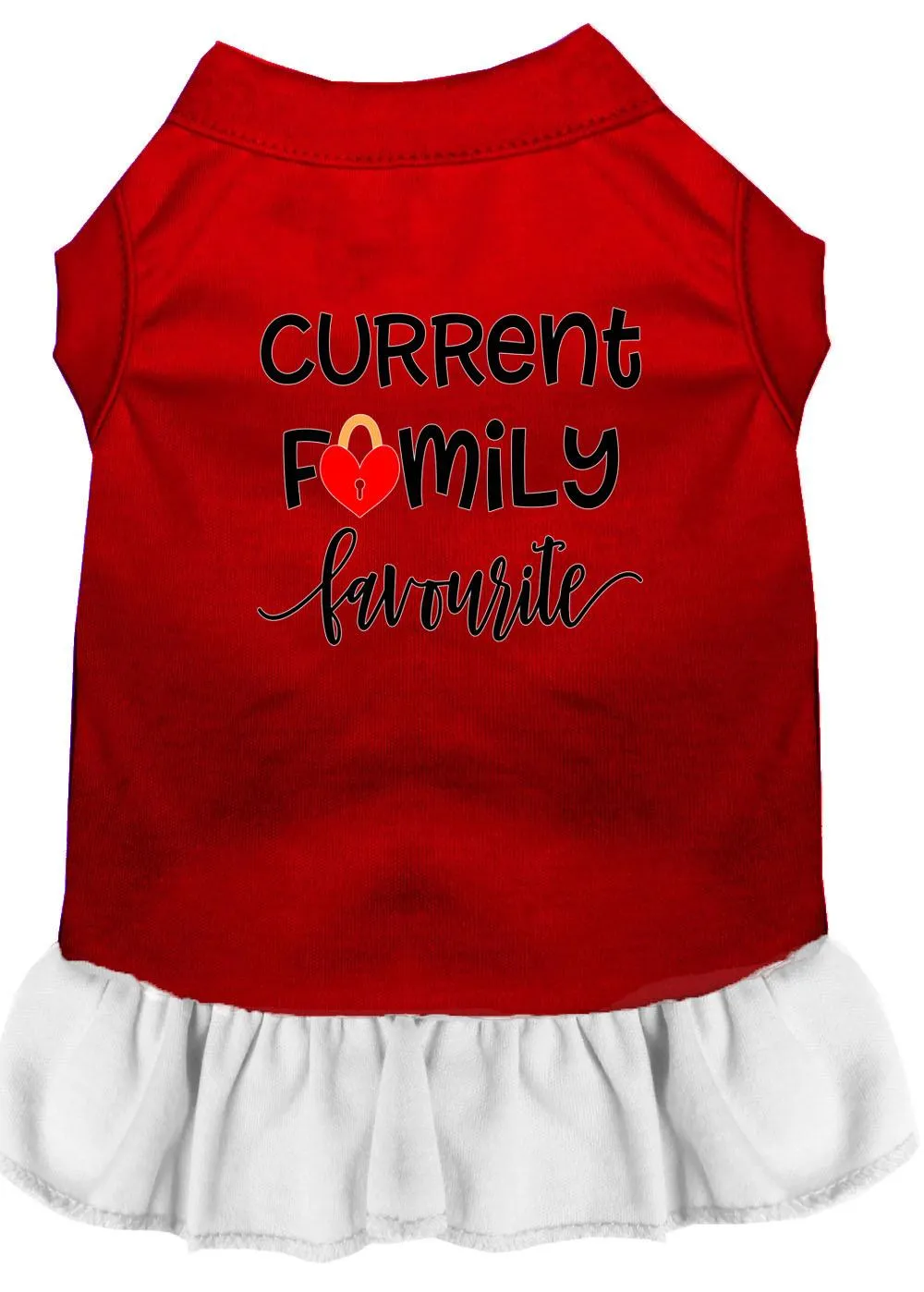 Family Favorite Screen Print Dog Dress Red With White Lg
