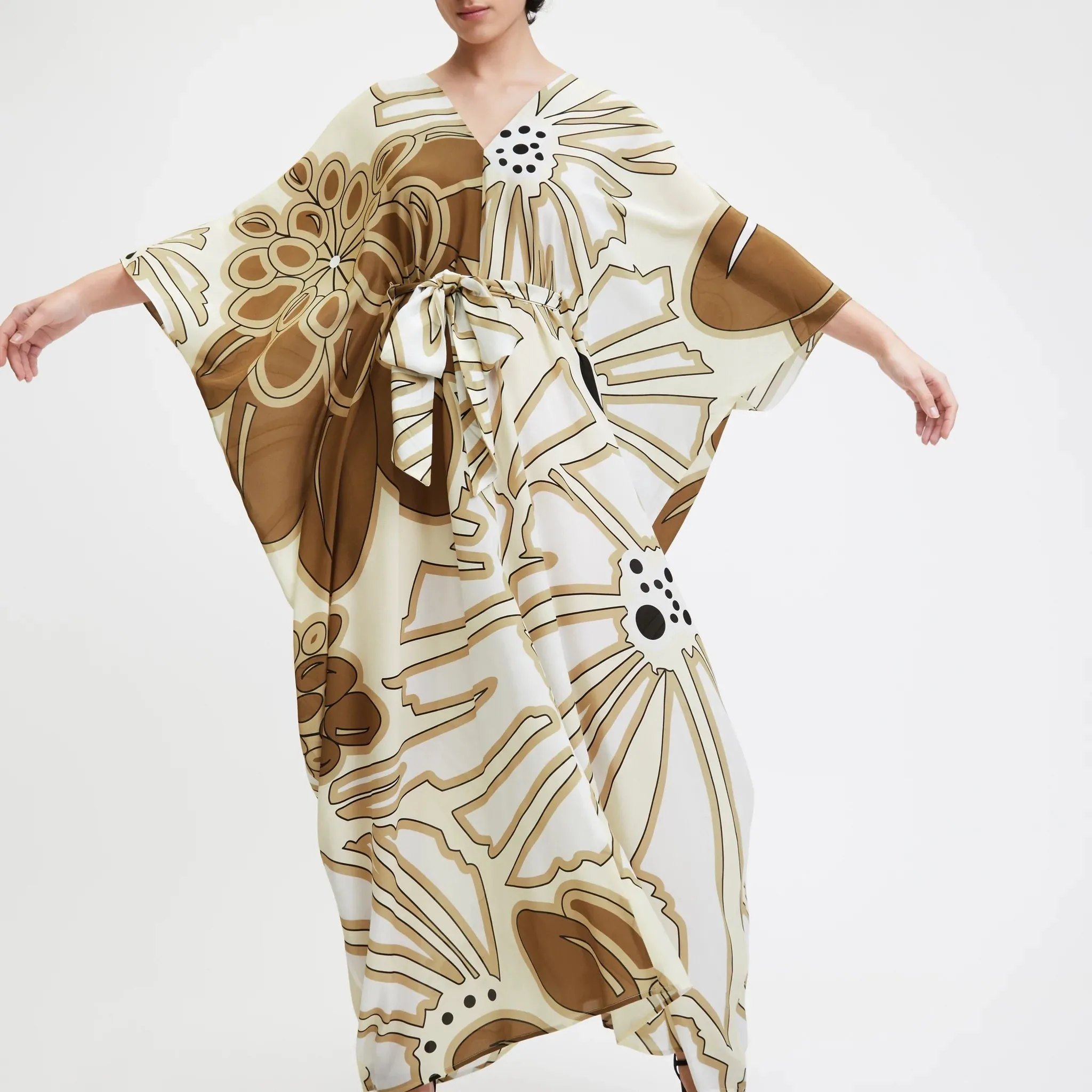 French Moss Kaftan,Unique Print Caftan For Women's