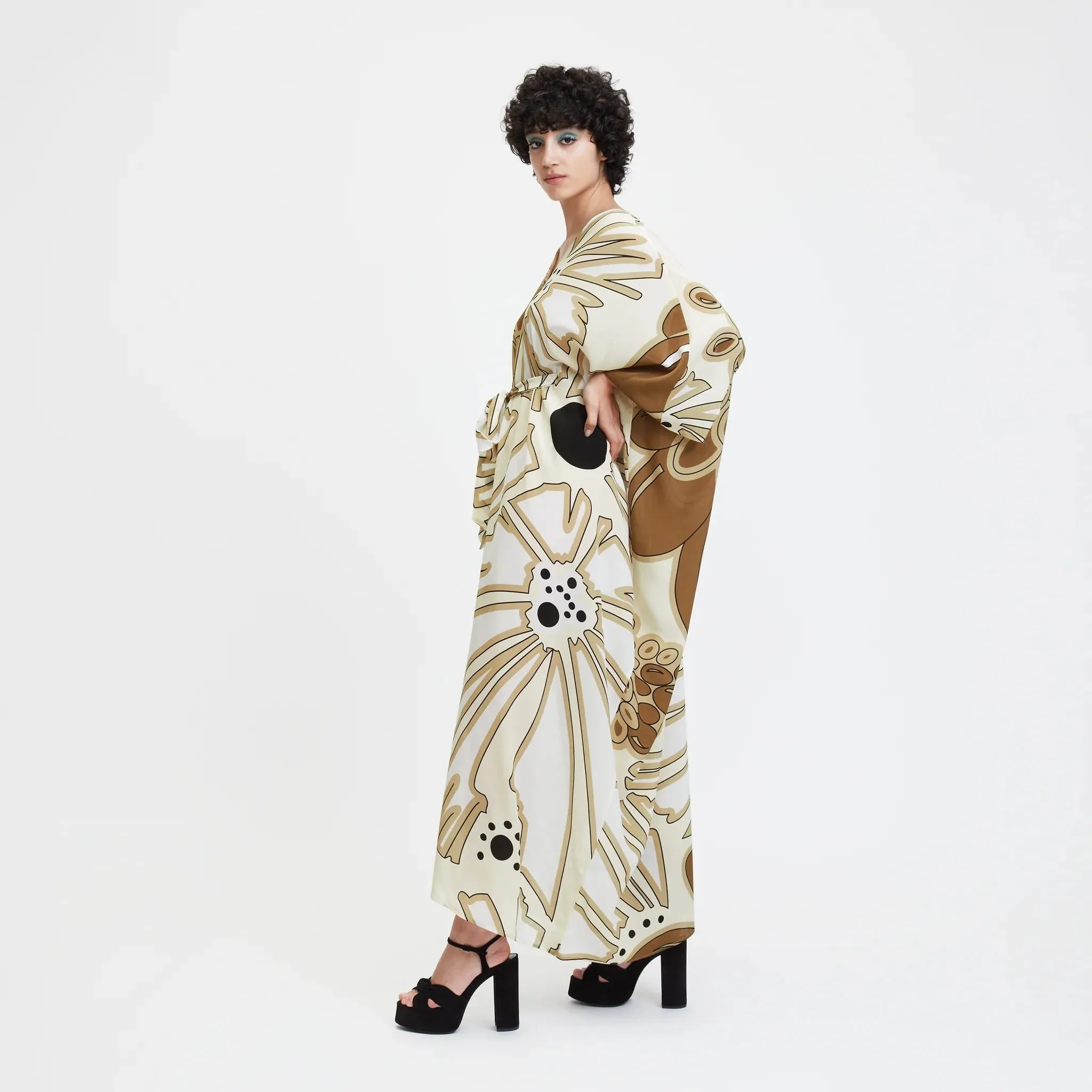 French Moss Kaftan,Unique Print Caftan For Women's
