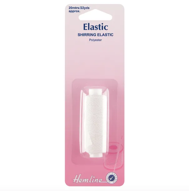 Hemline Shirring Elastic White 20m