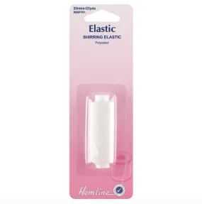 Hemline Shirring Elastic White 20m