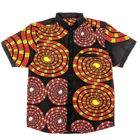 Men’s Ankara Print Band Collar Shirt