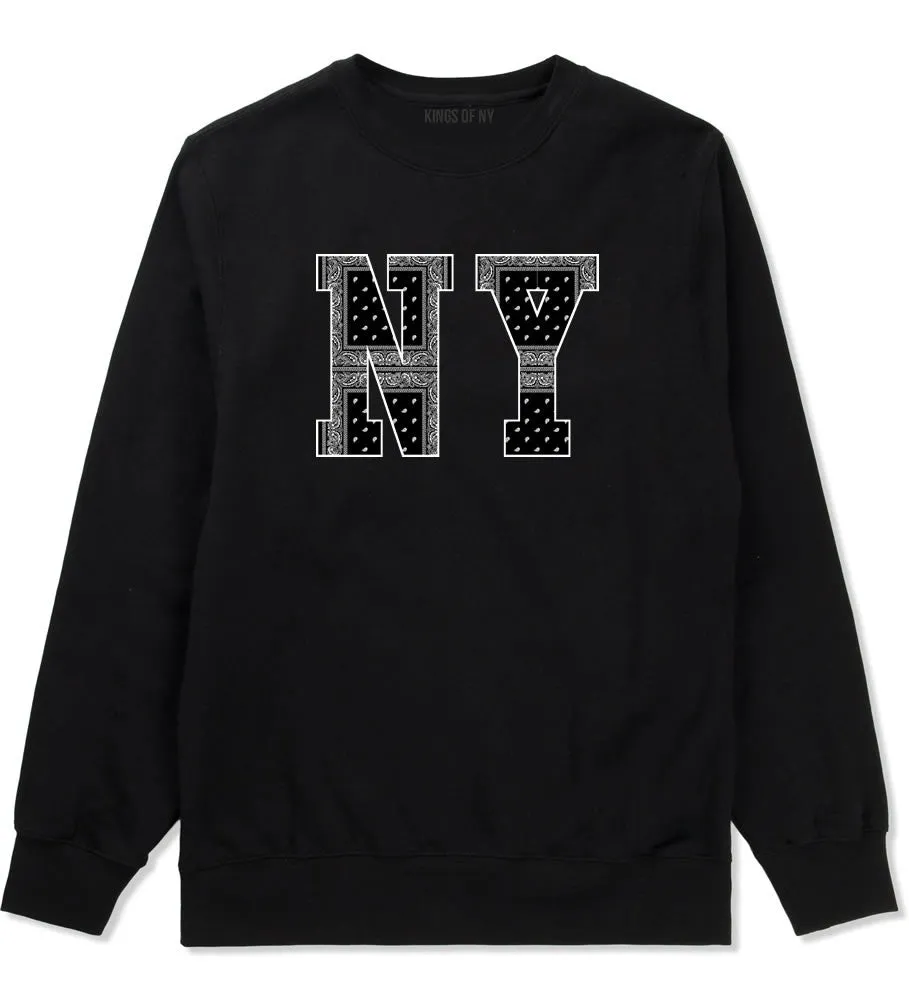 NY Bandana Print New York Black Flag Boys Kids Crewneck Sweatshirt
