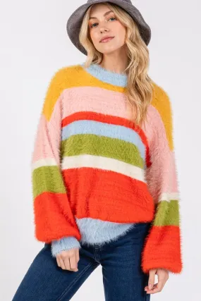 ONLINE EXCLUSIVE SAGE   FIG Color Block Round Neck Dropped Shoulder Sweater