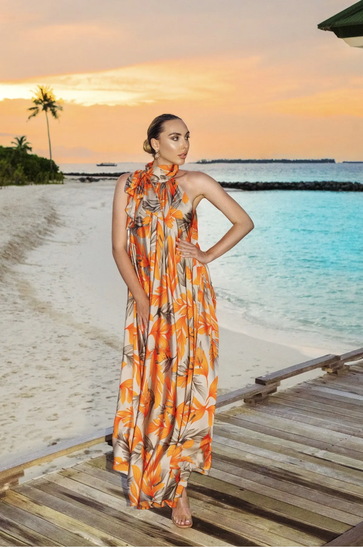 Premium Persian Silk Digital Printed Luxury Long Kaftan Women's