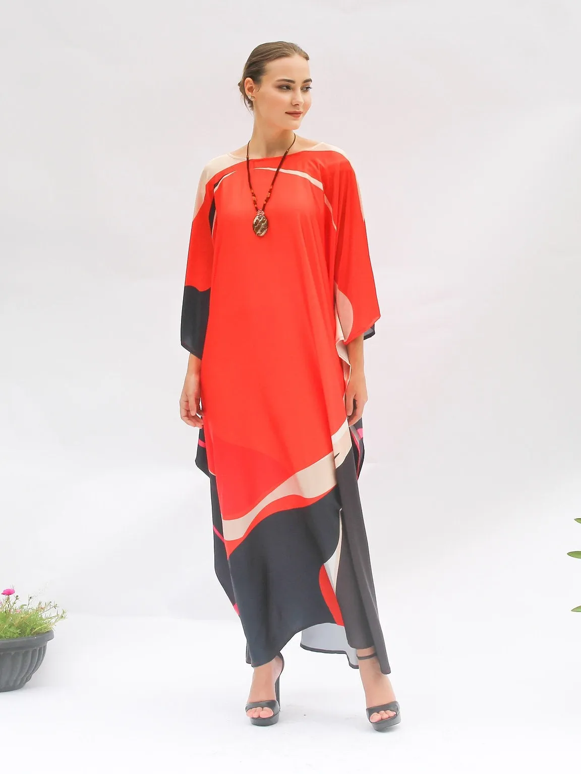 Premium Satin Silk Kaftan – Long and Flowy Caftan For Women's