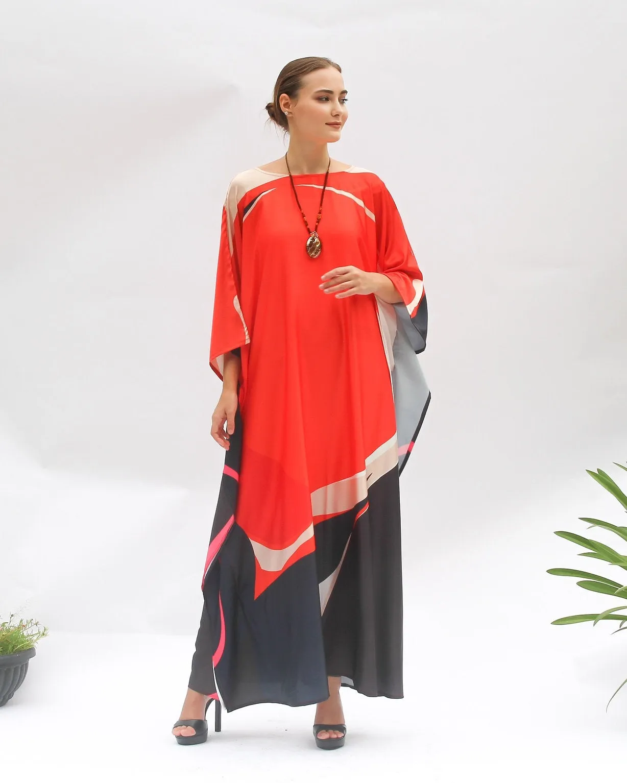 Premium Satin Silk Kaftan – Long and Flowy Caftan For Women's