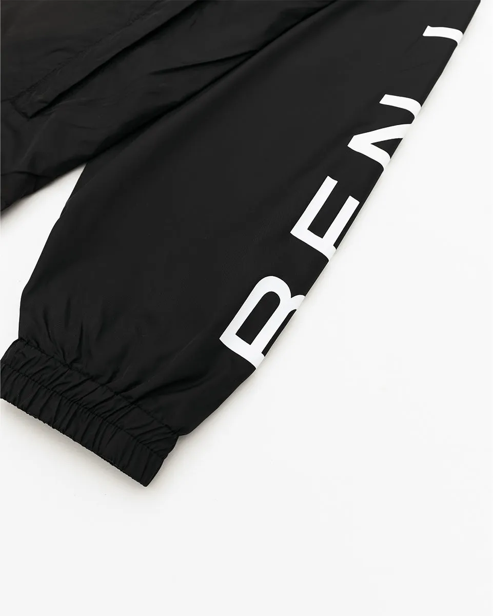 Vertical Text Windbreaker - Black