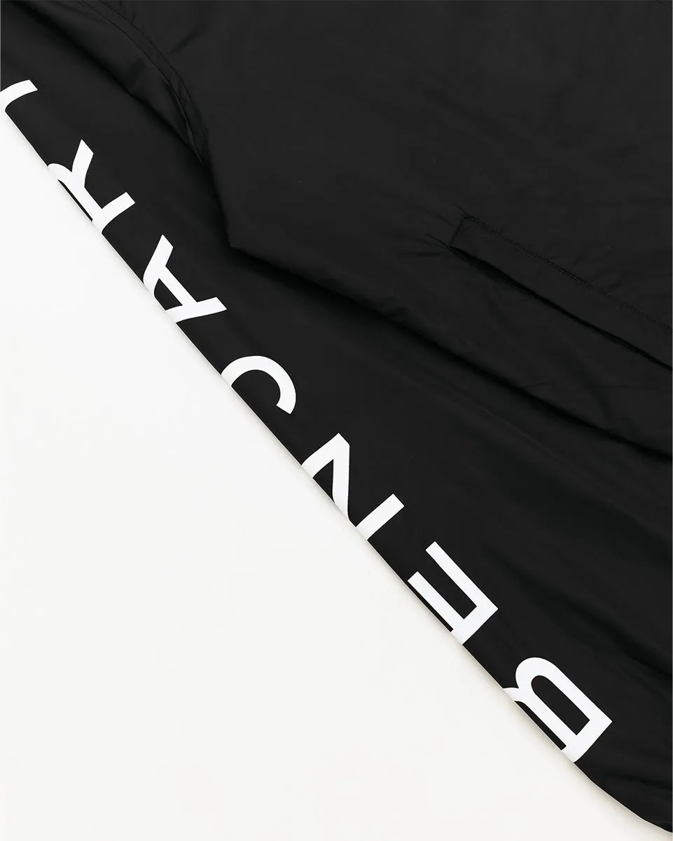 Vertical Text Windbreaker - Black