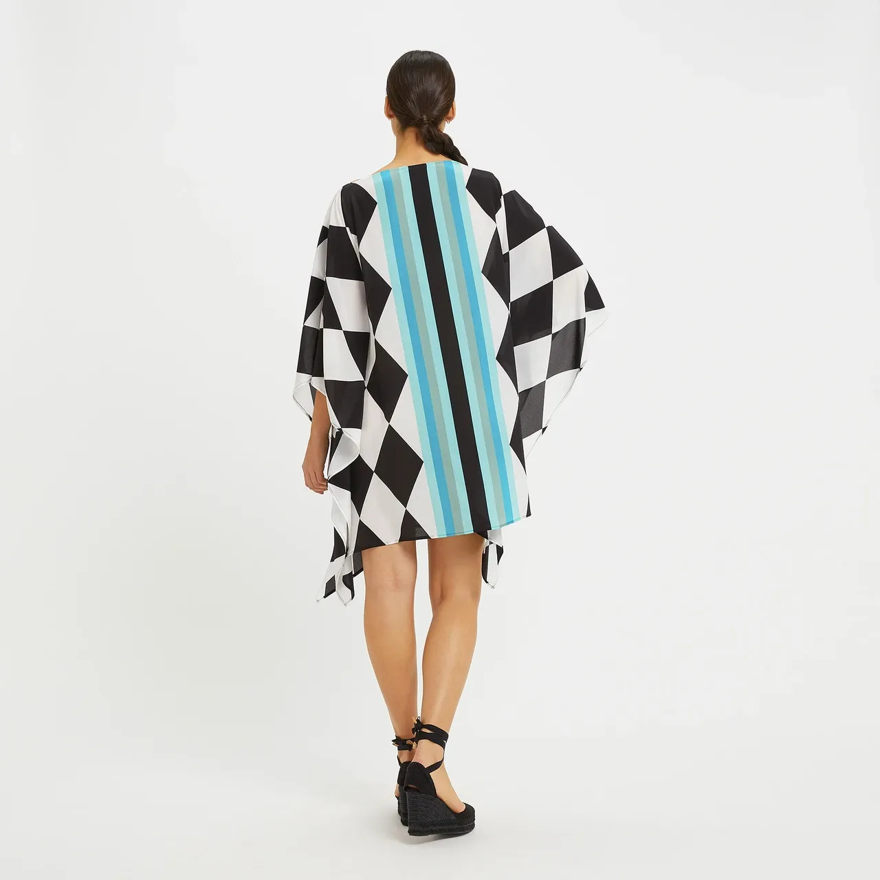 Women's Soft Silk Crepe Kaftan, Short Beach Wear Caftan